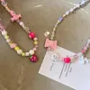 Choker Goth Vintage Roze Aardbei Hanger Kleurrijke Acryl Snoep Kralen Ketting Voor Meisje Party Leuke Y2K EMO Sieraden Accessoires Cadeau