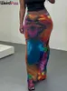 Skirts Weird Puss Colorful Print Maxi Gradient Skinny Stretch Vintage Summer Thin Wild Street Casual Elegant Girl Bottoms