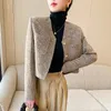 Mélanges de laine pour femmes kaki court femmes veste automne angleterre Style Simple Tweed manteau femme coréen Chic simple boutonnage col rond vêtements d'extérieur 230927