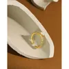 Koreaanse S925 Sterling Zilver Open Ring Ins Niche Design Sense Nano Steen Opaal Textuur Vrouwelijke Verstelbare Vrienden Cluster Ringen258k