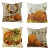 Hello Autumn Thanksgiving Pumpkin Throw Pillow Cover with Zipper Linen Cushion Home Sofa Decor Supplies 45X45cm