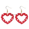 Dangle Chandelier Brincos Amor Coração Pingente Oco Pu Couro Para Mulheres Dia Dos Namorados Presente Atacado Valentine Brincos Dangle Drop Dh0Th