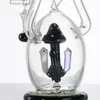 Invriesbare spiraalveer Glazen bong Waterpijpen Paddestoel Percolator Roken Rig Dubbele Recycler Waterleidingen 9,8 inch dikke Dab Rigs Tabak met 14 mm kom