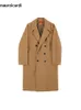 Men's Wool Blends Mauroicardi Autumn Winter Long Warm Khaki Brown Black Woolen Coat Men Double Breasted Luxury Loose Casual Overcoat 230927