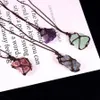 Pendant Necklaces Reiki Healing Quartz Stone Necklace Braid Net Pocket Crystal Natural Mineral Fluorite Labradorite237e