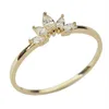 925 Sterling Zilveren Kroon Ring Crystal Plating 14k Goud Eenvoudige Vrouwen Mode Temperament Bruiloft Sieraden Accessoires253n