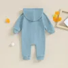 Rompers Tregren 0-24M Fall Winter born Infant Baby Boys Girls Romper Overalls Solid Long SleeveJumpsuit With Pocket Toddler Clothes 230927