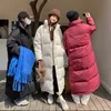 Dames donsparka's Koreaans ontwerp katoenen jas dames lang over de knie dikke losse bom casual comfortabele overjas effen kleur 230927