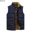 Gilets pour hommes 2023 épais chaud gilet vestes solide automne hiver peluche vers le bas coton gilet hommes col montant vêtements 230927