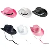 Boinas Vintage Fedora Sombrero Mujeres Hombres Fieltro Señoras Sombreros de vaquero Fiesta Color Sólido Top Bonnet Cosplay de los hombres