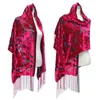 Scarves Solid Color Floral Print Long Scarf Winter Burnout Velvet Hijab Head Shawl Poncho Women Fashion Gift For Lovers 230928