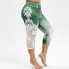 Active Pants Leggings Kvinnor Big Size Tights Lace Printing Splice Fashion Elastic Midje Capis Capris Yoga Sport Leggins Mujer