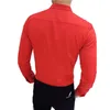 Camicie eleganti da uomo Camicia nera monopetto con colletto alla coreana Moda slim fit per uomo Wedding Party Top Camisa Rosso Bianco 230927