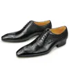 Scarpe eleganti Italia da uomo Prince Classic Modern Formal Oxford Wingtip Stringate fatte a mano in vera pelle nera 230927
