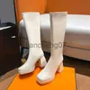 Stiefel T-Stage Hochhackige Damen-Langstiefel mit dicken Absätzen, Reißverschluss hinten, quadratische Zehenpartie, Lederstiefel, sexy, übergroße Modestiefel x0928