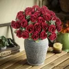 Décorations de Noël Têtes Fleurs artificielles Roses en soie Bouquet de fête de mariage de Noël Produits ménagers Vases pour la décoration de la maison