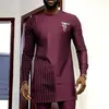 Men's Tracksuits Dashiki African T-shirt Spring And Autumn Round Neck Striped Long Sleeve Traditional Ethnic Style Casual Wedding Dress