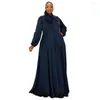 Robes de grande taille Wsfec XL-5XL femmes vêtements 2023 couleur unie à manches longues noeud ample décontracté élégant robe de soirée goutte