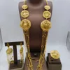 Wedding Jewelry Sets Fashion Dubai Gold Color Jewelry Set For Women African India Long Chain Tassels Necklace Earrings Ring Evening Party Gift 230928