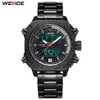 WEIDE – montre-bracelet de sport pour hommes, affichage automatique de la Date et de la semaine, Quartz numérique, bracelet en acier inoxydable, horloge noire, Relogio Masculino Hour303w