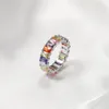 Pierścionki ślubne wielokolorowe szmaragdowe kamienie cyrkonowe stal nierdzewna dla kobiet dziewczyna letnia impreza zaręczynowa biżuteria Trendy 2023