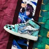 Klädskor män anime demon slayer sneakers tecknad tanjirou cosplay kvinnor avslappnad hög toppsko som kör 230927