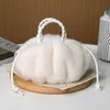 shoulder bags 4 colors winter cute pumpkin shape sweet handbag soft and comfortable plush cloud bag small fresh solid color pleated drawstring fashion handbags 009#