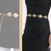 Bälten Kvinnor trendig klänning Elegant midjeband Agate Stone Midjeband Metallkedjebältet Slimming Cummerbands