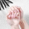 Faux ongles 24 pièces Europe et États-Unis pointus en boîte faux rose Aurora galvanoplastie porter clou Patch amande longue