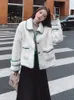 Pele feminina outono inverno quente elegante falso moda coreana único breasted ribbit jaqueta design de luxo plush outerwear b38