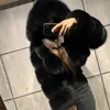 Women's Fur Faux Fur Imitation Fox Fur Long Sleeve Fur Coat Short Hooded Faux Fur Coat Stitching Women's Coat x0928