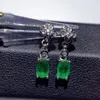 Kolczyki stadion klasyczny zielony szmaragdowy kolczyk dla kobiet z srebrną piękną biżuterią naturalny klejnot 925 Sterling Girl Date Prezent