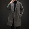 Wollmischungen für Herren mit Hahnentrittmuster, mittellanger Wollmantel, Jacke, Marke, Winter, warm, elegante Kleidung, stilvoll, lässig, täglich, britischer Stil, Mantel 230927