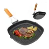Pans Steak Frying Pan 20/24/28cm Iron Non-stick Folding Pot Phickened Striped Square Grill Plate Kitchen Tools