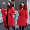 Mulheres para baixo parkas jaqueta de inverno mulheres longas parkas feminino quente removível forro de pele com capuz jaqueta grossa parka casual neve desgaste casaco outwear 230927