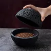 Bowls Creative Bowl Of Molecular Cuisine Imitation Volcanic Stone Ball Disk Round Smoked Black Tableware Planet Plate