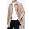 Trenchs de hommes automne hiver décontracté hommes pardessus épais coupe-vent manteau plus taille long noir mâle vêtements d'extérieur garçons xxxl 4xl