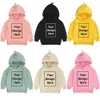 Jackor anpassade hoodies pojkar flickor fleece tröja kläder tryckt diy text egen mönster spädbarn casual varm långärmare jacka 230928