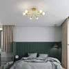 Ceiling Lights Modern Industrial Black Sputnik Chandelier Flush Mount 6-Light Base Semi Fixture For Bedroom Farmhouse