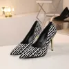 Luxury Brand Pumps Dress Classic Lettering Logo Pointy Stiletto Heels 10.5cm For Women Walking Shoes Size 35-42