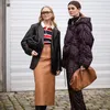 Damestrenchcoats Gepersonaliseerde bedrukte katoenen jas met ritssluiting en capuchon Losse vrouwelijke herfst- en wintermodellen Warme casual zoom Trekkoord Tide