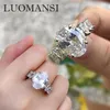 Luomansi Silver Jewelry Rings S925 Luxury Large Oval Diamond Engagement Ring Super Fash For Women Cluster1782