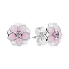 Boucles d'oreilles Pandorara Designer De Luxe Mode Femmes En Argent Sterling 925 Fleur De Magnolia Boucles D'oreilles Petit Et À La Mode Doux Cadeau De La Saint-Valentin