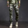 Herrbyxor mode högkvalitativ smal militär kamouflage casual taktisk lastbyxor streetwear harajuku joggers män kläder byxor 230927