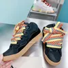 Toppkvalitetsdesigner Curb Sneakers män kvinnor snörning casual skor extraordinära präglade läder nappa kalvskinn plattform gummi sole lanvlies mode tränare