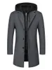 يمزج صوف الرجال معطف الشتاء 2024 ألوان صلبة أزياء عرضية للأعمال غير الرسمية الطول أعلى الخندق الذكور M4XL 230928
