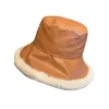 Wide Brim Hats Bucket Hats Autumn Winter Bucket Hats Women PU Leather Panama Hat Thick Warm Plush Fisherman Cap for Girl Crimping Basin Hat Kapelusz 230927