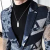 Men's Wool Blends Retro Blazer for Fallwinter Men Letter Printed Slim Business Party Prom Fashion Jacket Clothing 230927