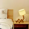 Table Lamps Modern Cloth Art Wood Desk Lamp Robot Shape Wooden Lights E27 Holder 110-240V Parlor Indoor Study Night Light304O