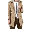 Trench da uomo Giacca a vento vintage Giacca da cintura slim fit Primavera Autunno Trench da lavoro Cappotto da uomo doppio petto di media lunghezza